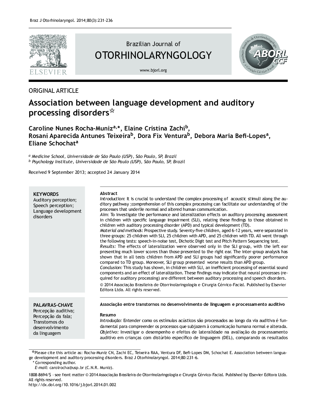 Association between language development and auditory processing disorders1