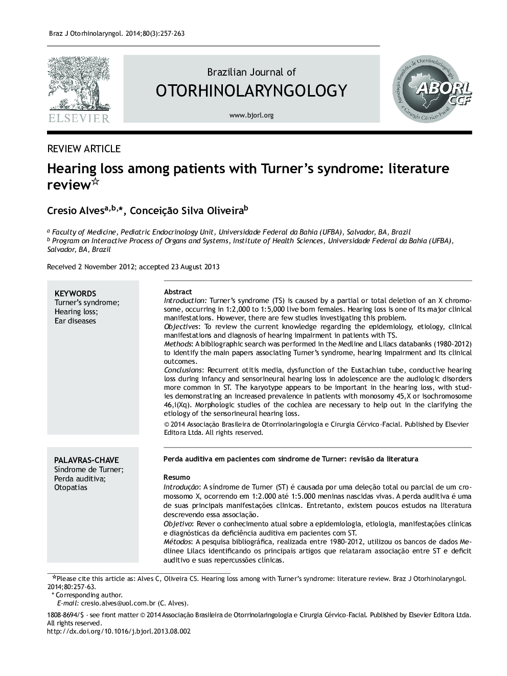 Hearing loss among patients with Turner's syndrome: literature review1