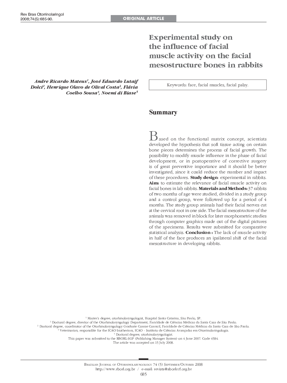 Experimental study on the influence of facial muscle activity on the facial mesostructure bones in rabbits 