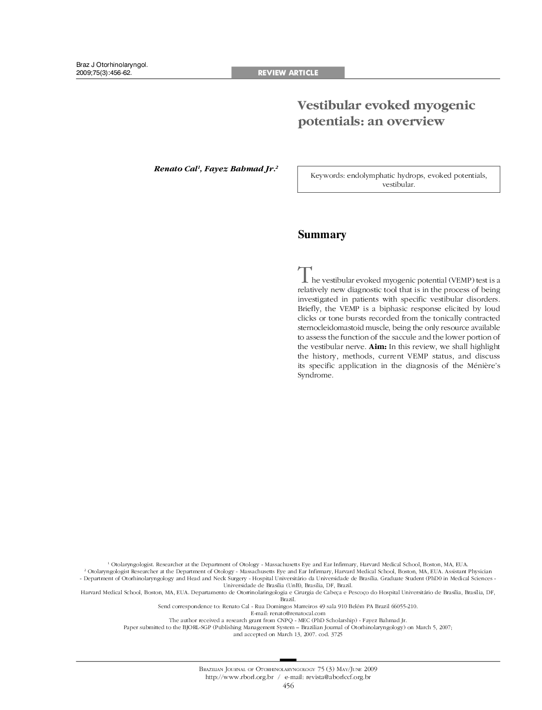 Vestibular evoked myogenic potentials: an overview 