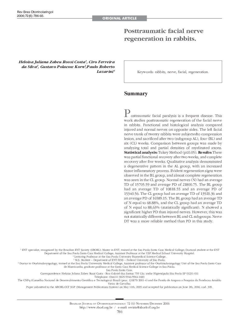 Posttraumatic facial nerve regeneration in rabbits. 