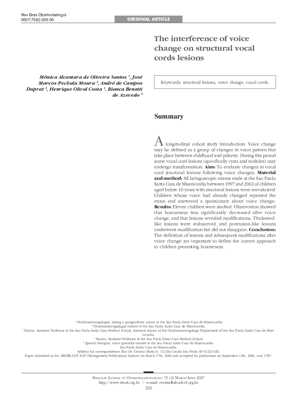 The interference of voice change on structural vocal cords lesions