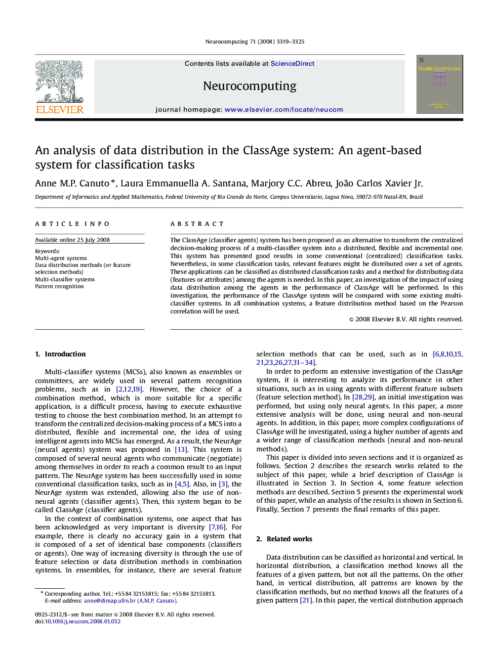 An analysis of data distribution in the ClassAge system: An agent-based system for classification tasks