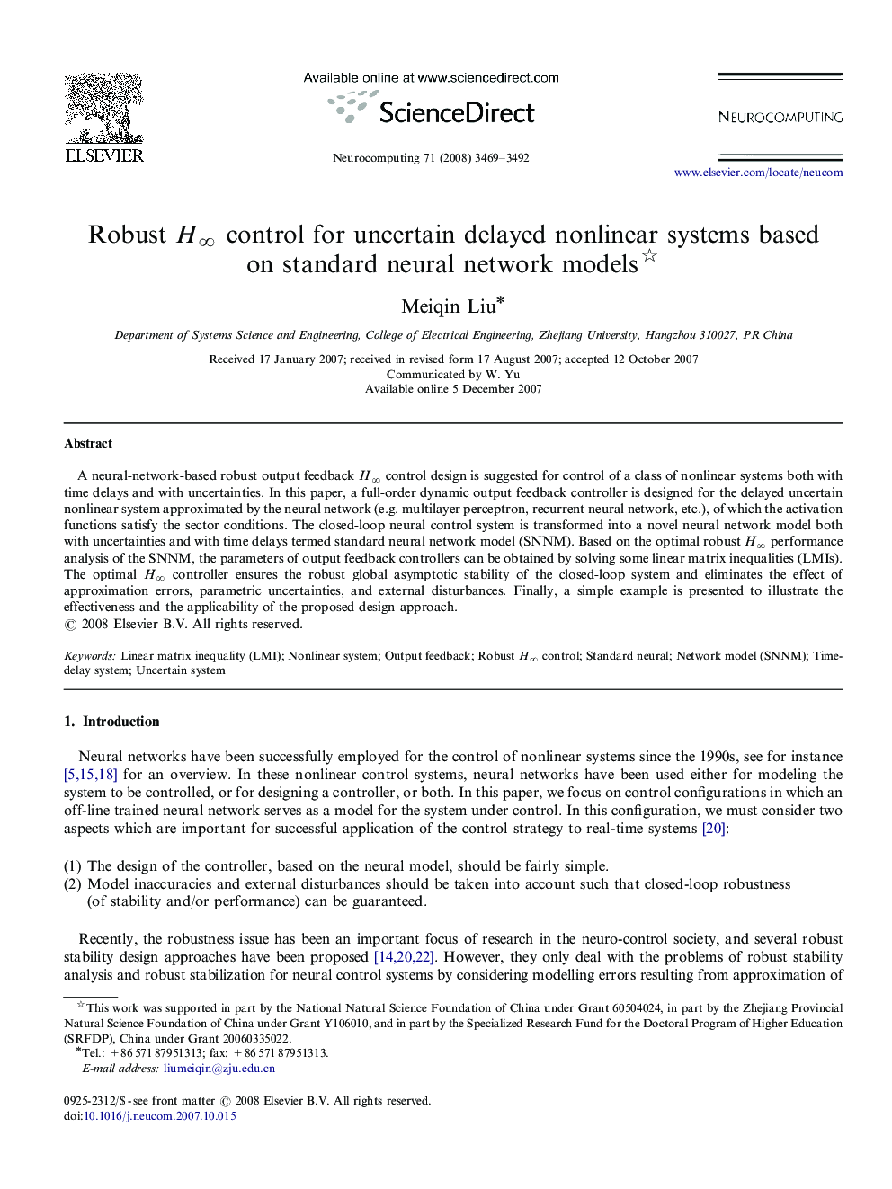 Robust H∞ control for uncertain delayed nonlinear systems based on standard neural network models 
