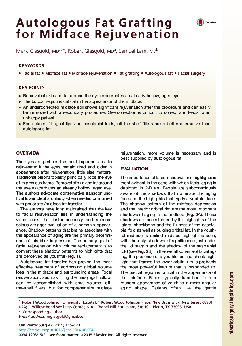 Autologous Fat Grafting for Midface Rejuvenation