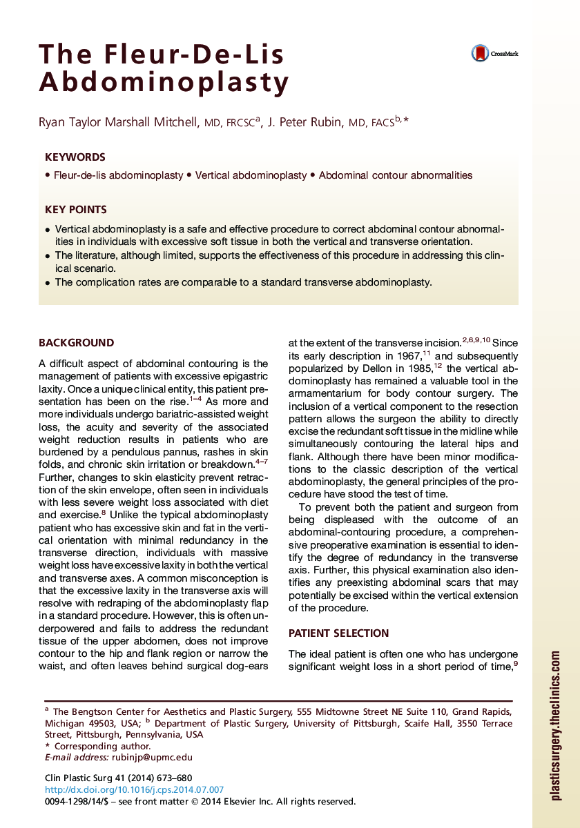 The Fleur-De-Lis Abdominoplasty