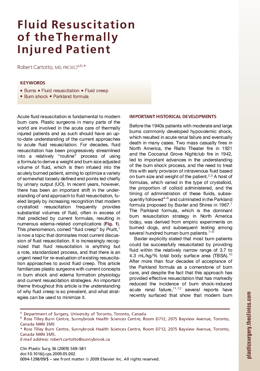 Fluid Resuscitation of the Thermally Injured Patient