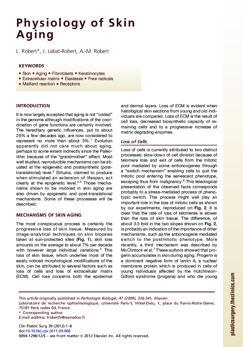 Physiology of Skin Aging