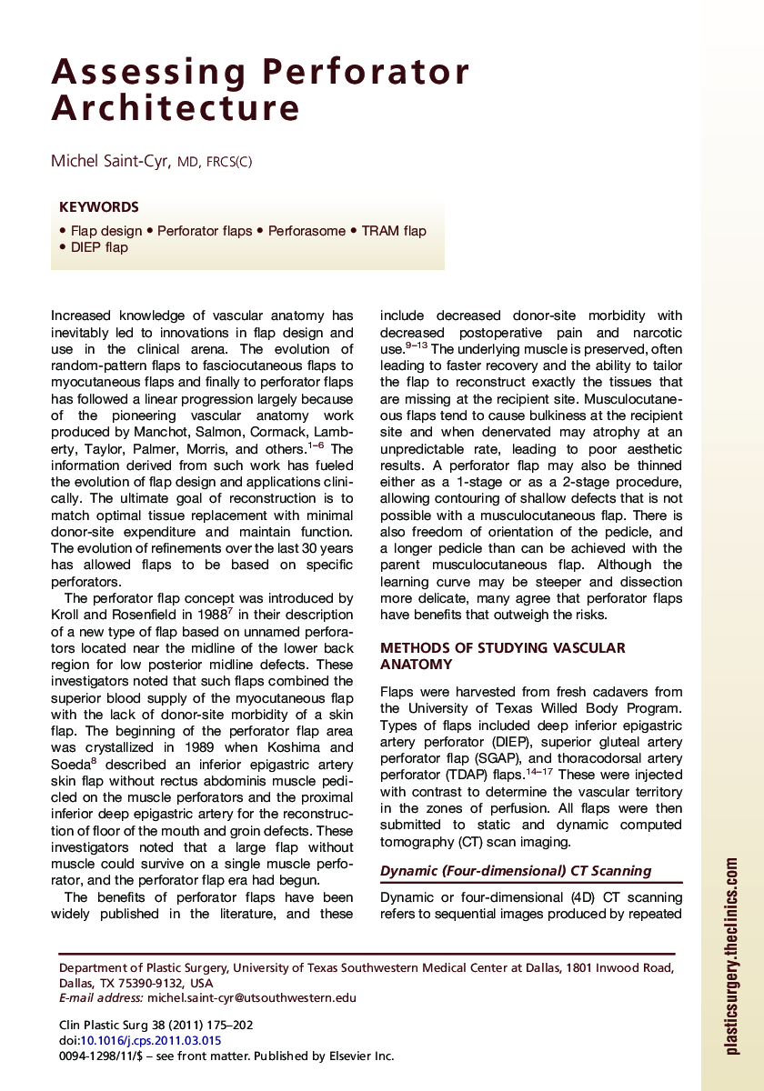 Assessing Perforator Architecture