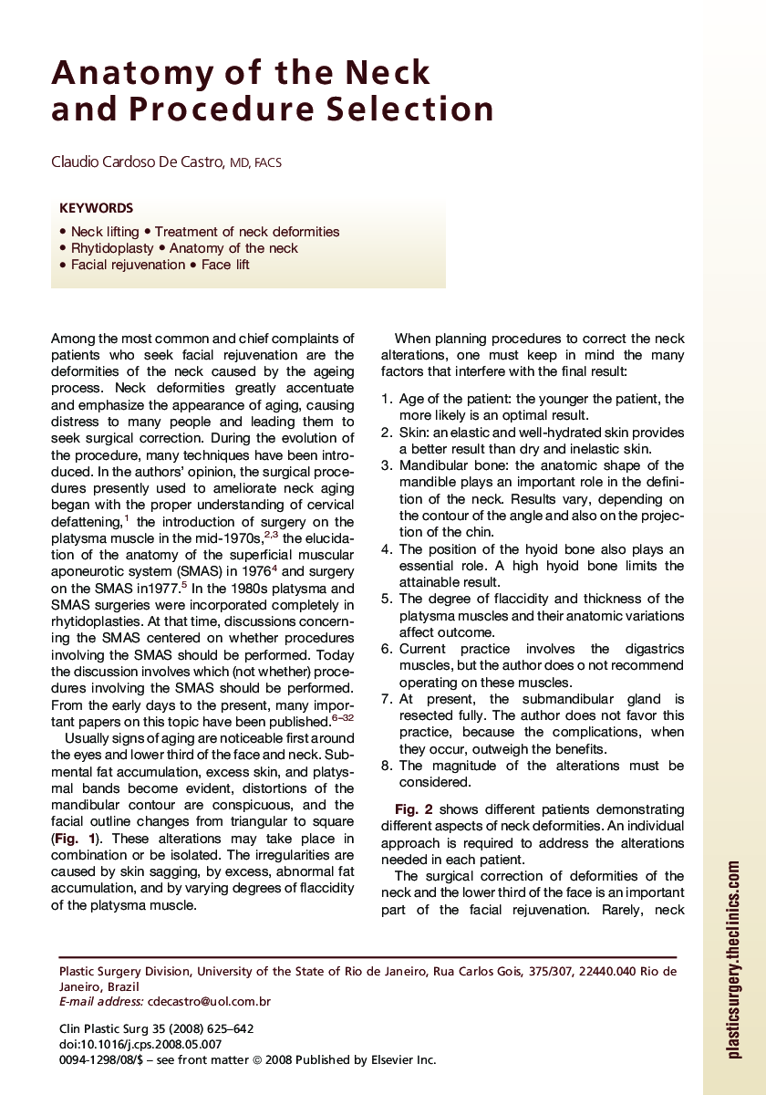 Anatomy of the Neck and Procedure Selection