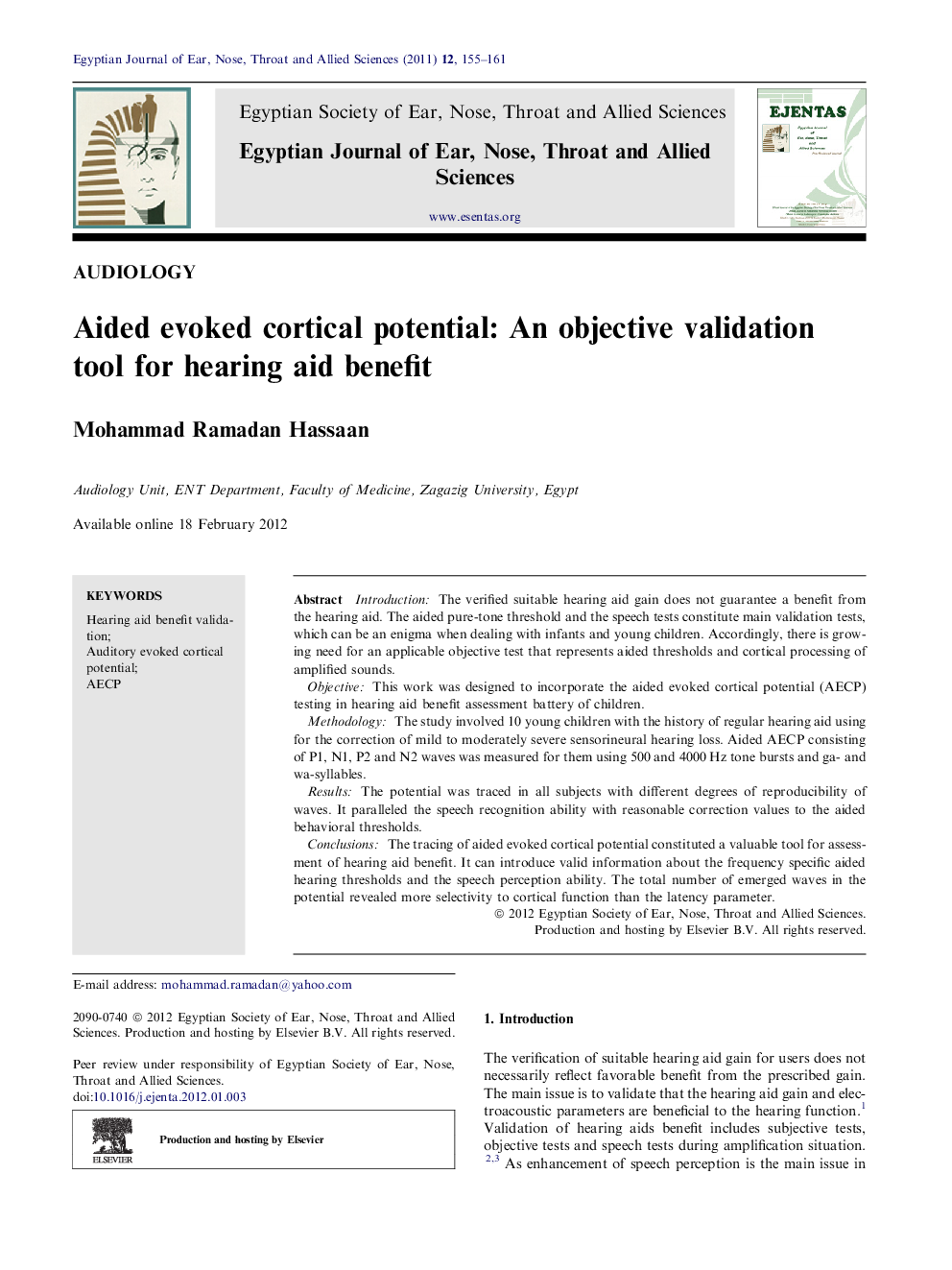 Aided evoked cortical potential: An objective validation tool for hearing aid benefit