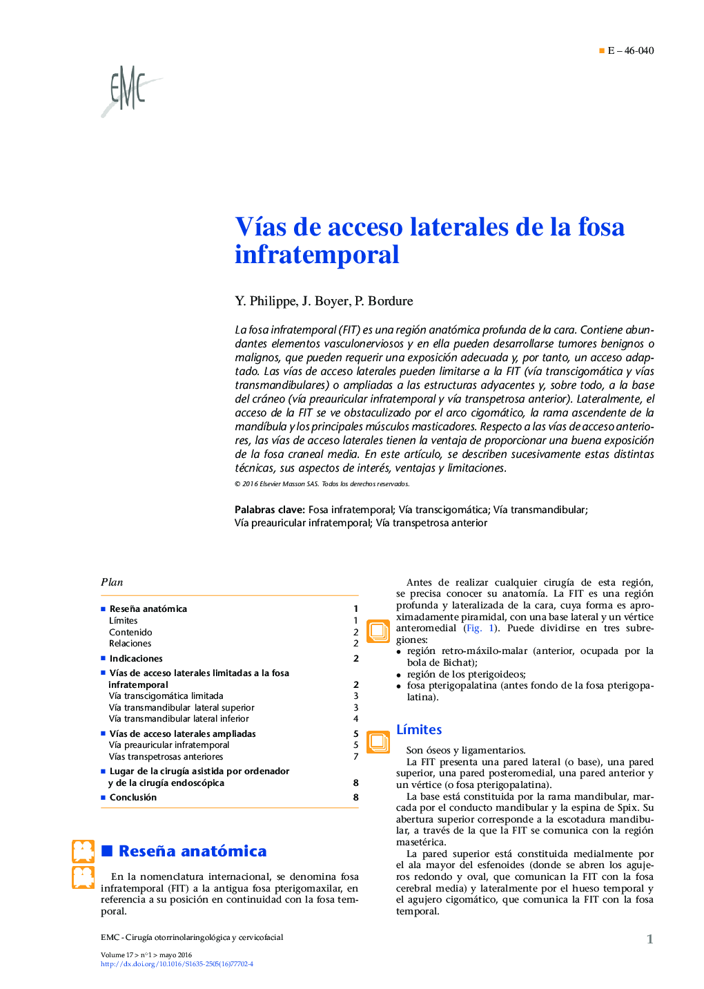 VÃ­as de acceso laterales de la fosa infratemporal