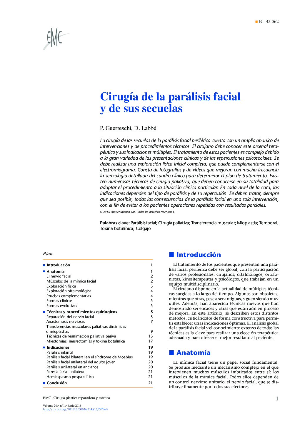 CirugÃ­a de la parálisis facial y de sus secuelas
