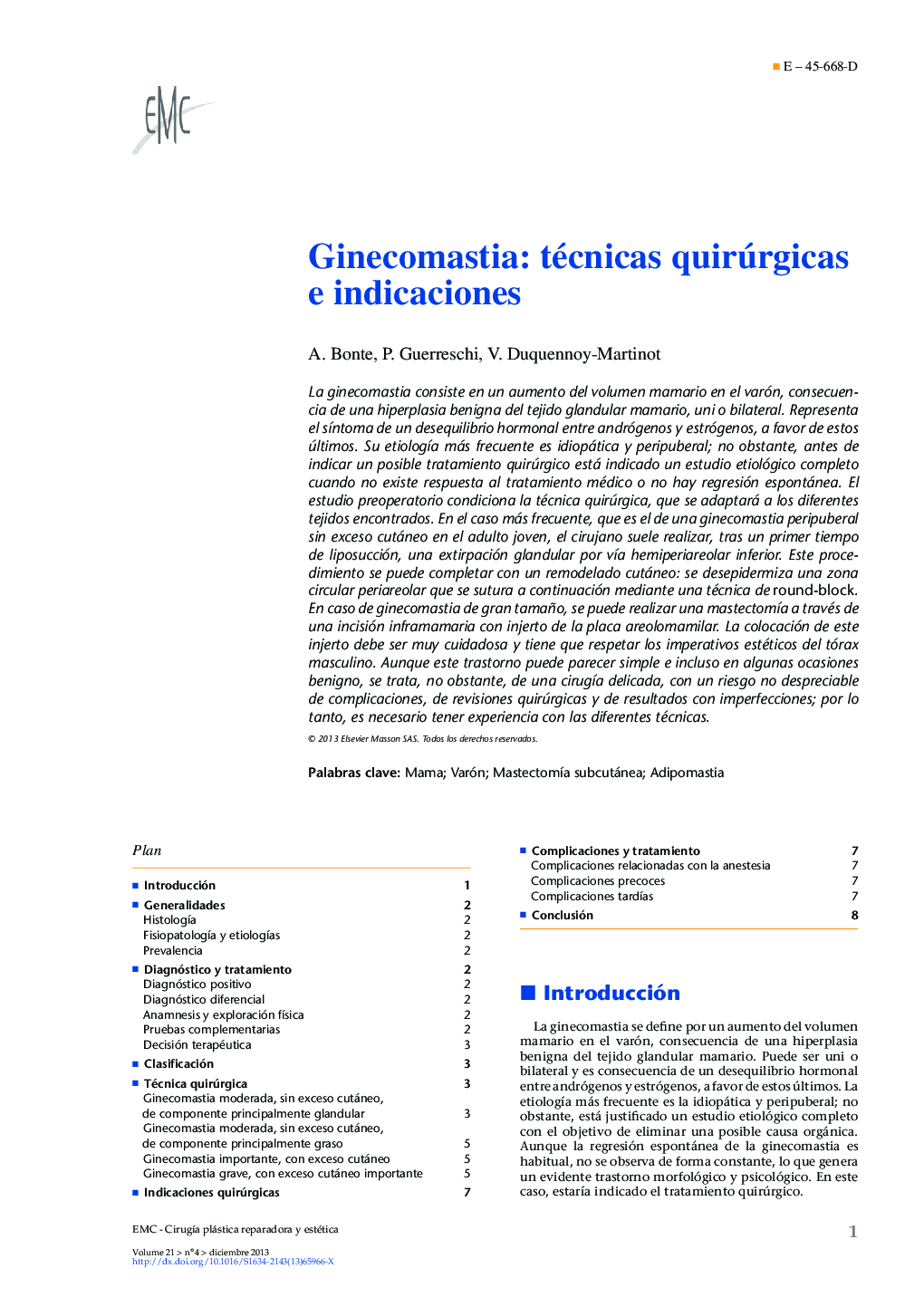 Ginecomastia: técnicas quirúrgicas e indicaciones