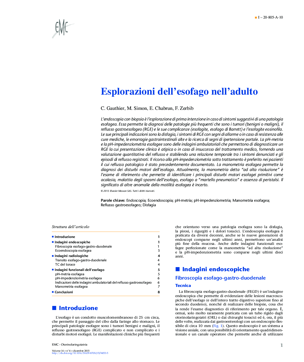 Esplorazioni dell'esofago nell'adulto