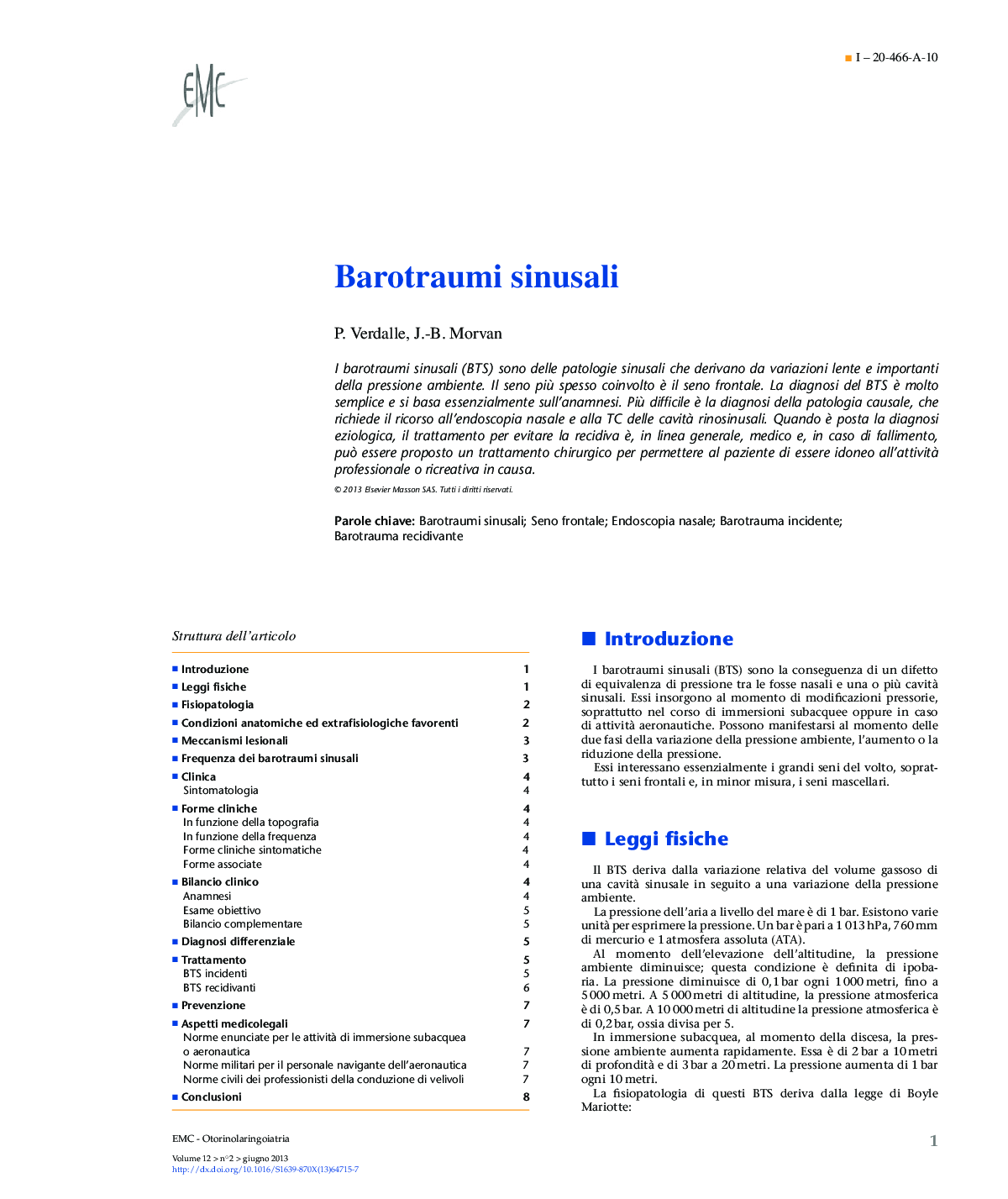 عکس صفحه اول مقاله: Barotraumi sinusali Barotraumi sinusali