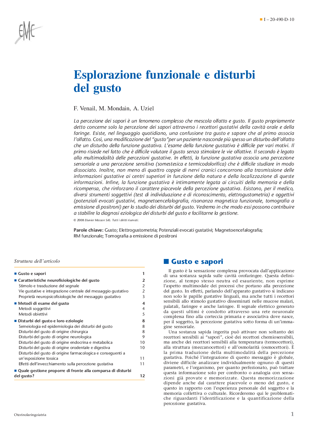 Esplorazione funzionale e disturbi del gusto