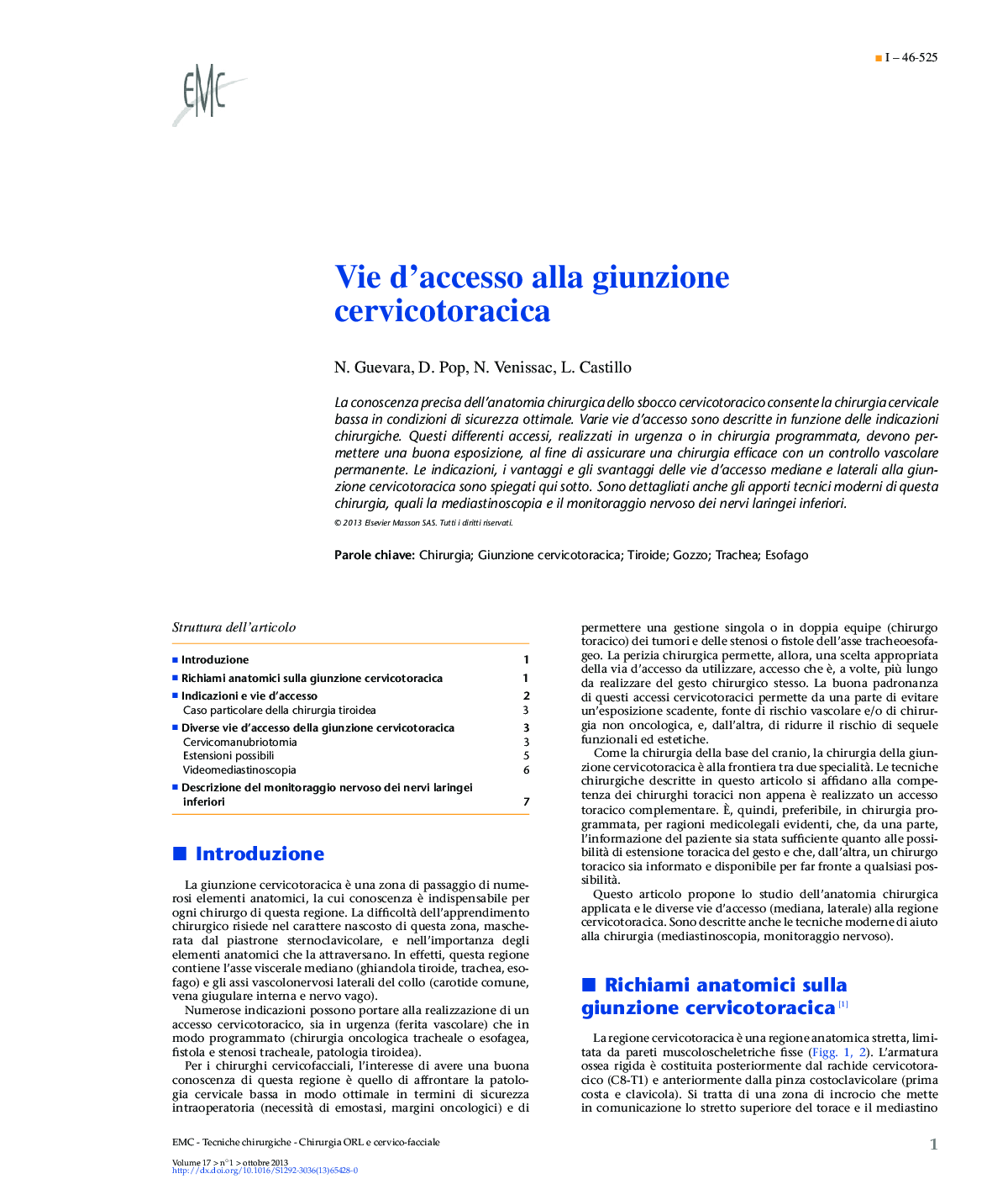 Vie d'accesso alla giunzione cervicotoracica