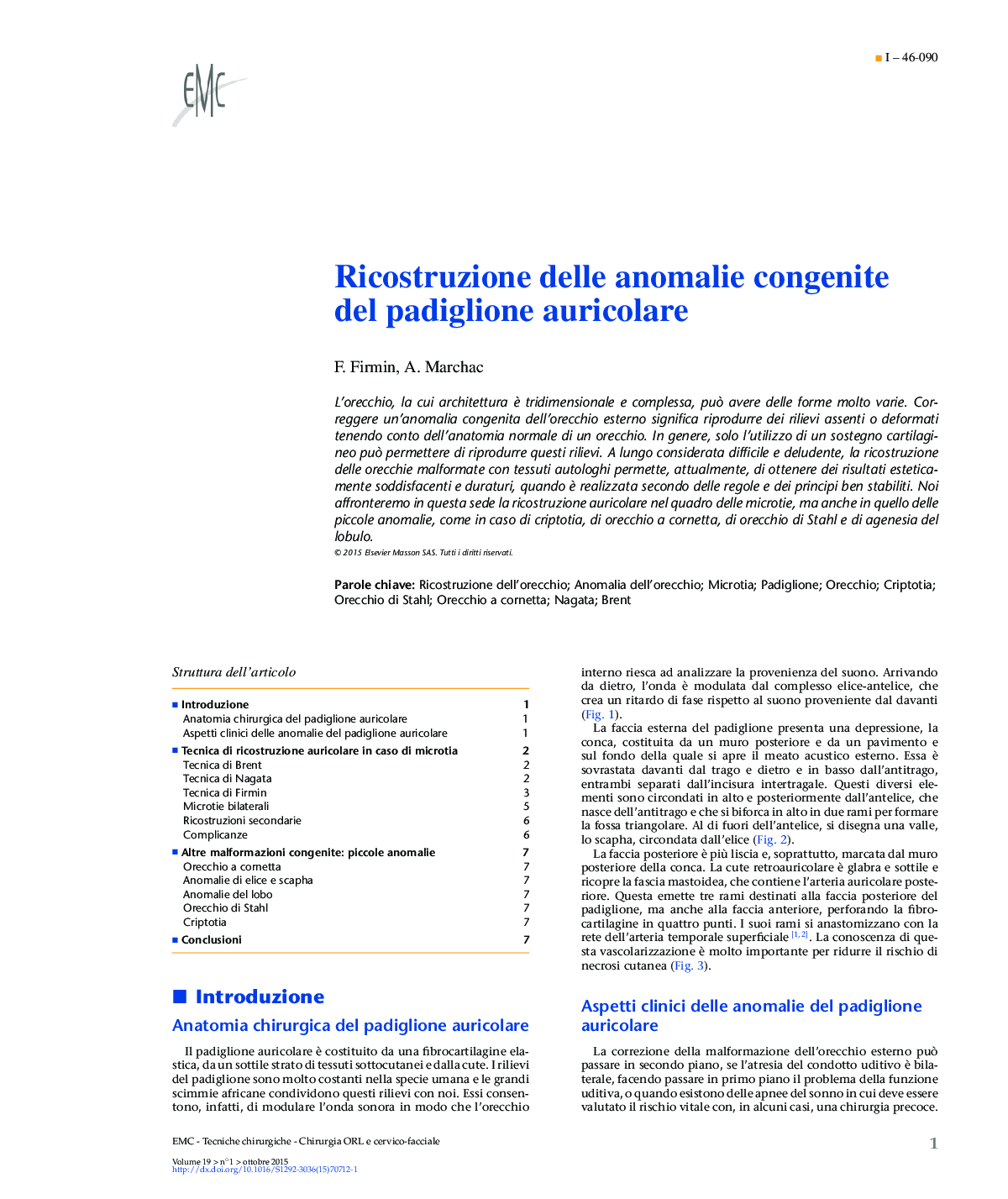 Ricostruzione delle anomalie congenite del padiglione auricolare