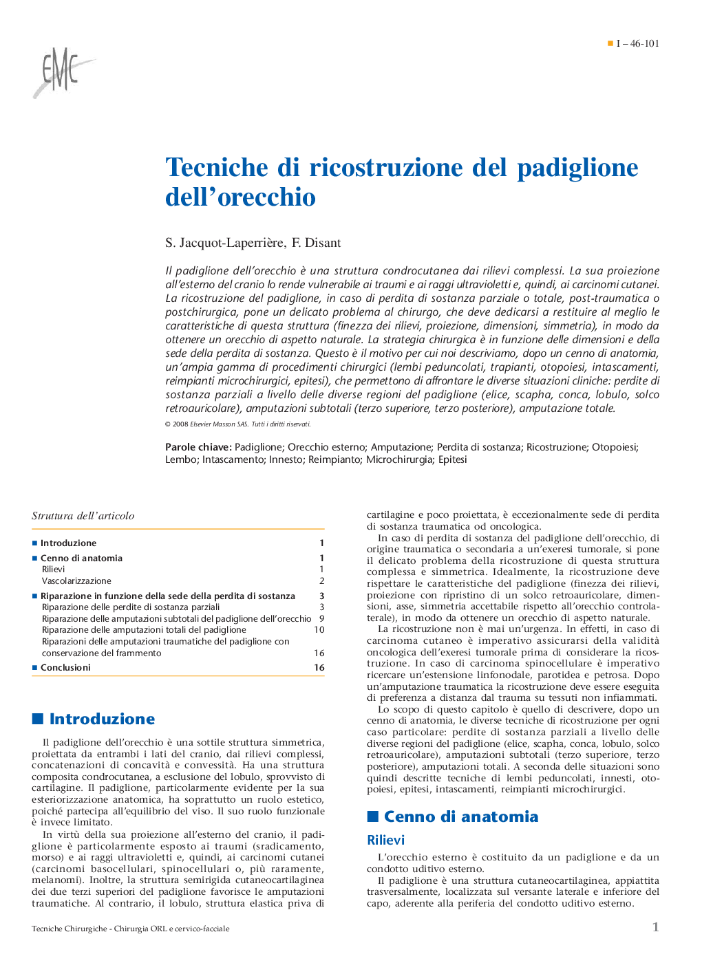 Tecniche di ricostruzione del padiglione dell'orecchio