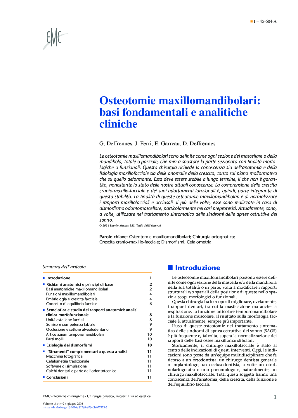 Osteotomie maxillomandibolari: basi fondamentali e analitiche cliniche