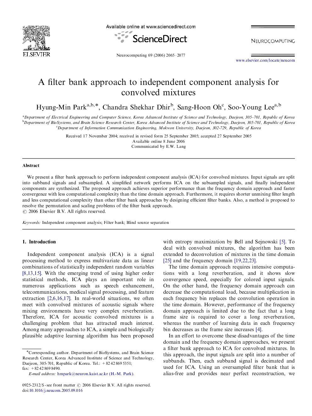 A filter bank approach to independent component analysis for convolved mixtures