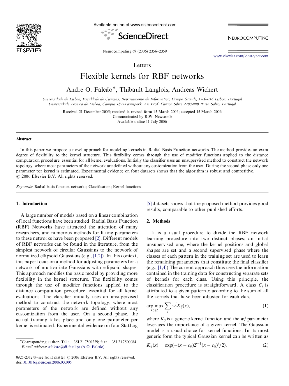 Flexible kernels for RBF networks