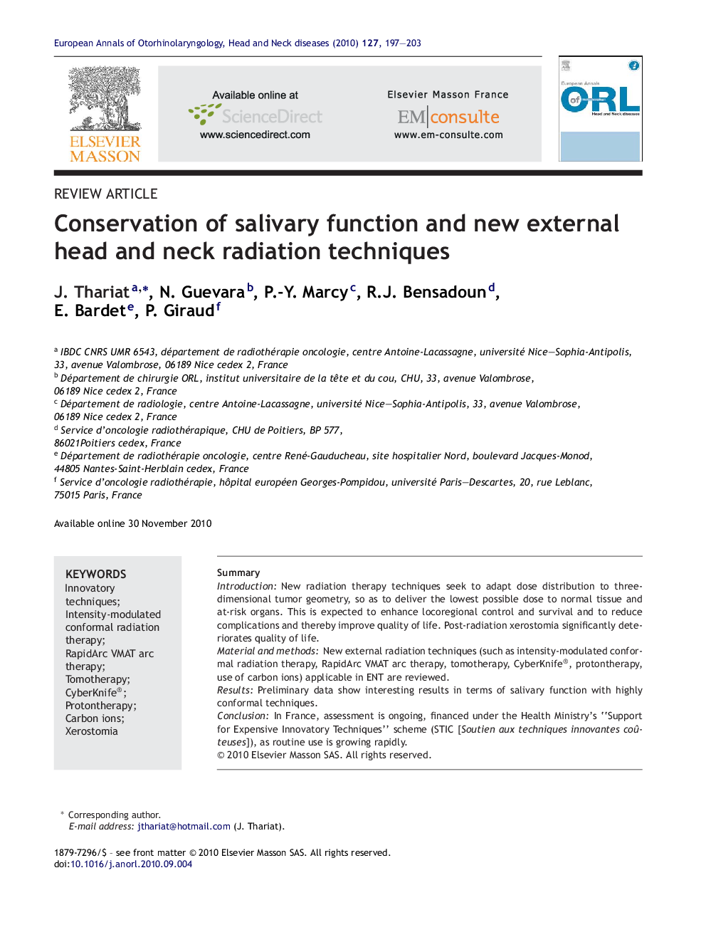 Conservation of salivary function and new external head and neck radiation techniques