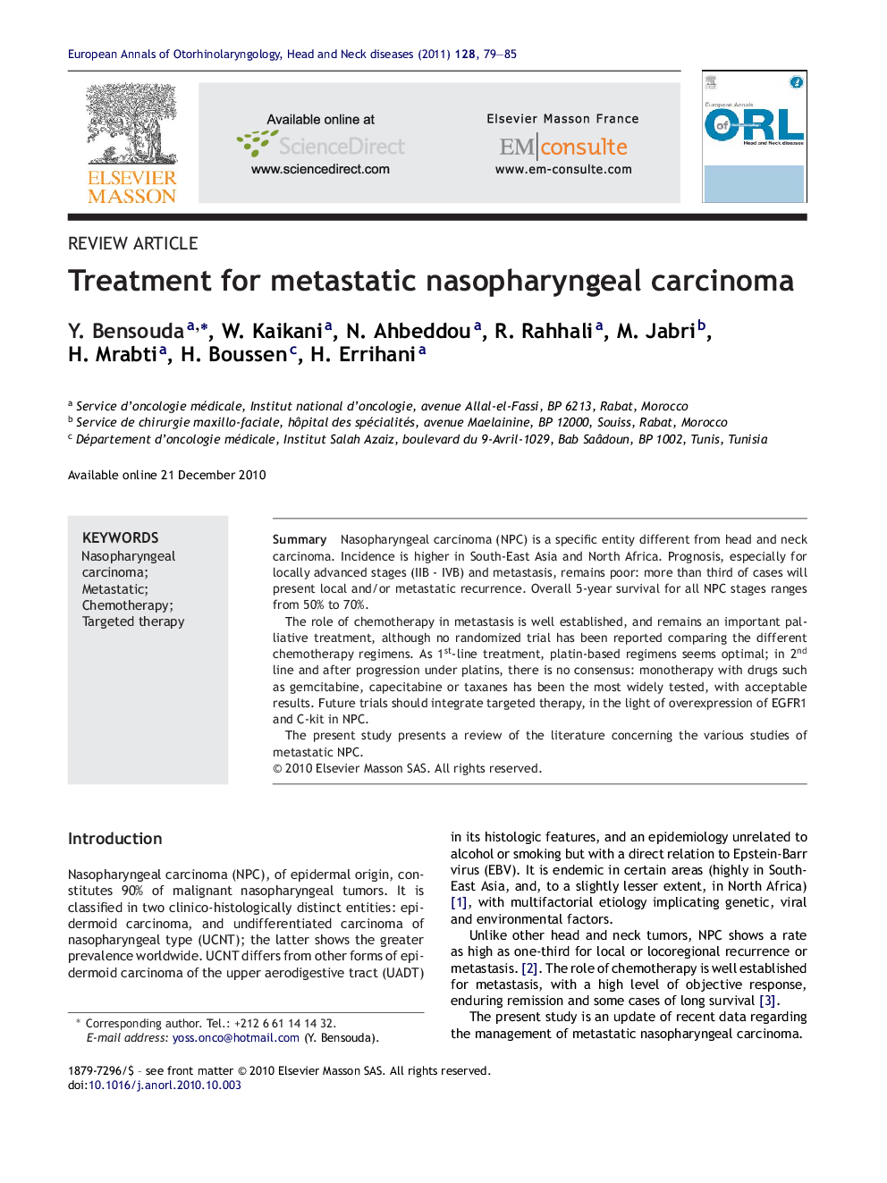 Treatment for metastatic nasopharyngeal carcinoma