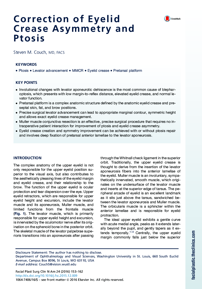 Correction of Eyelid Crease Asymmetry and Ptosis