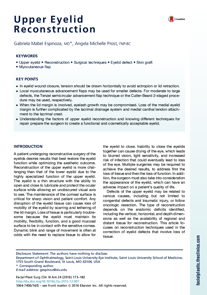 Upper Eyelid Reconstruction