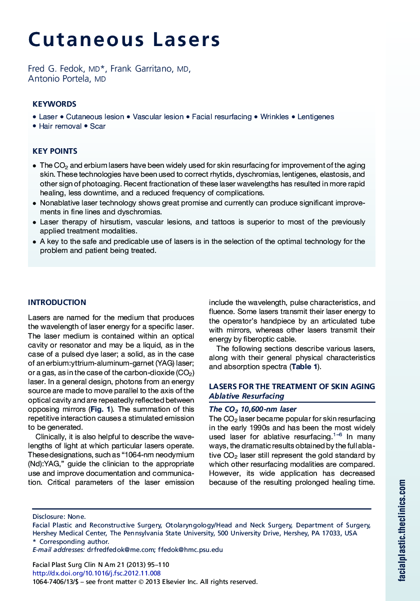 Cutaneous Lasers