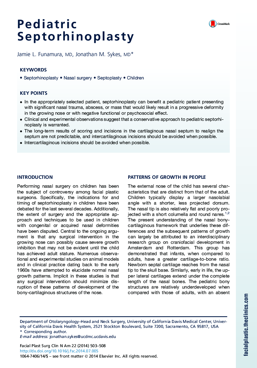 Pediatric Septorhinoplasty