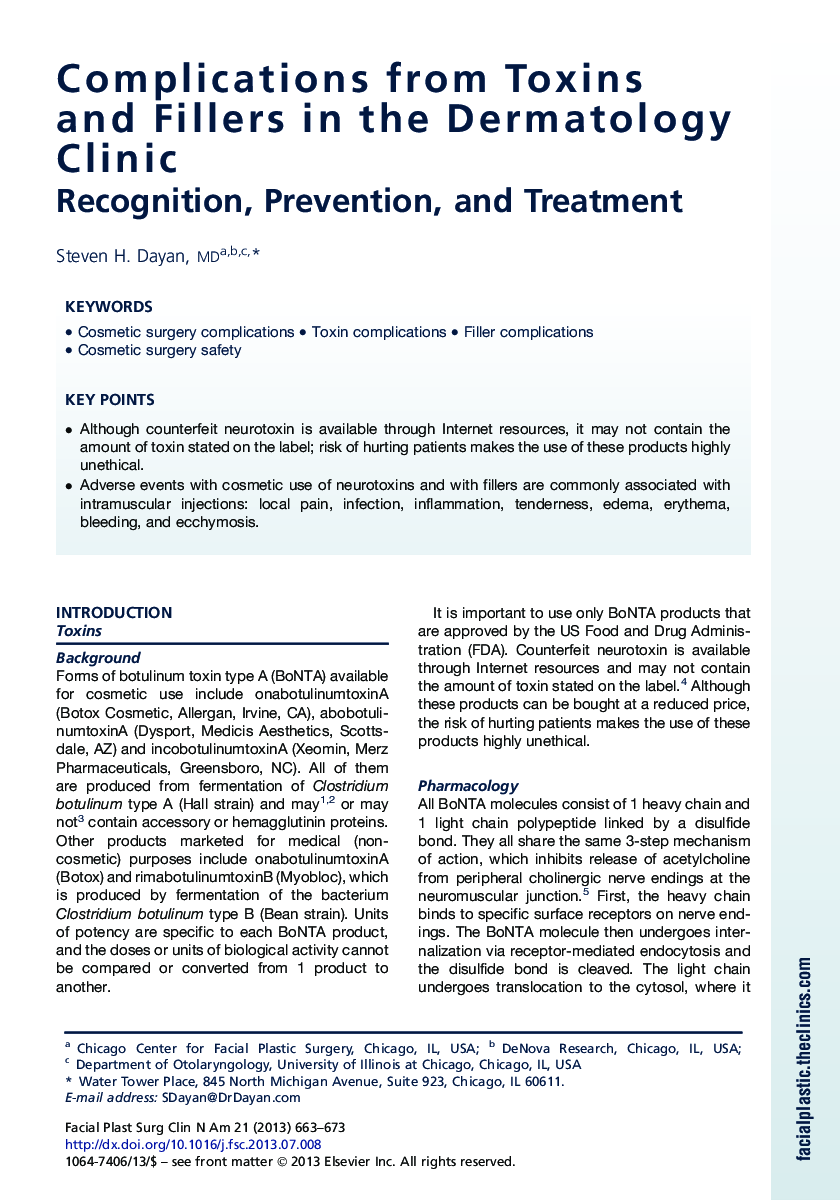 Complications from Toxins and Fillers in the Dermatology Clinic