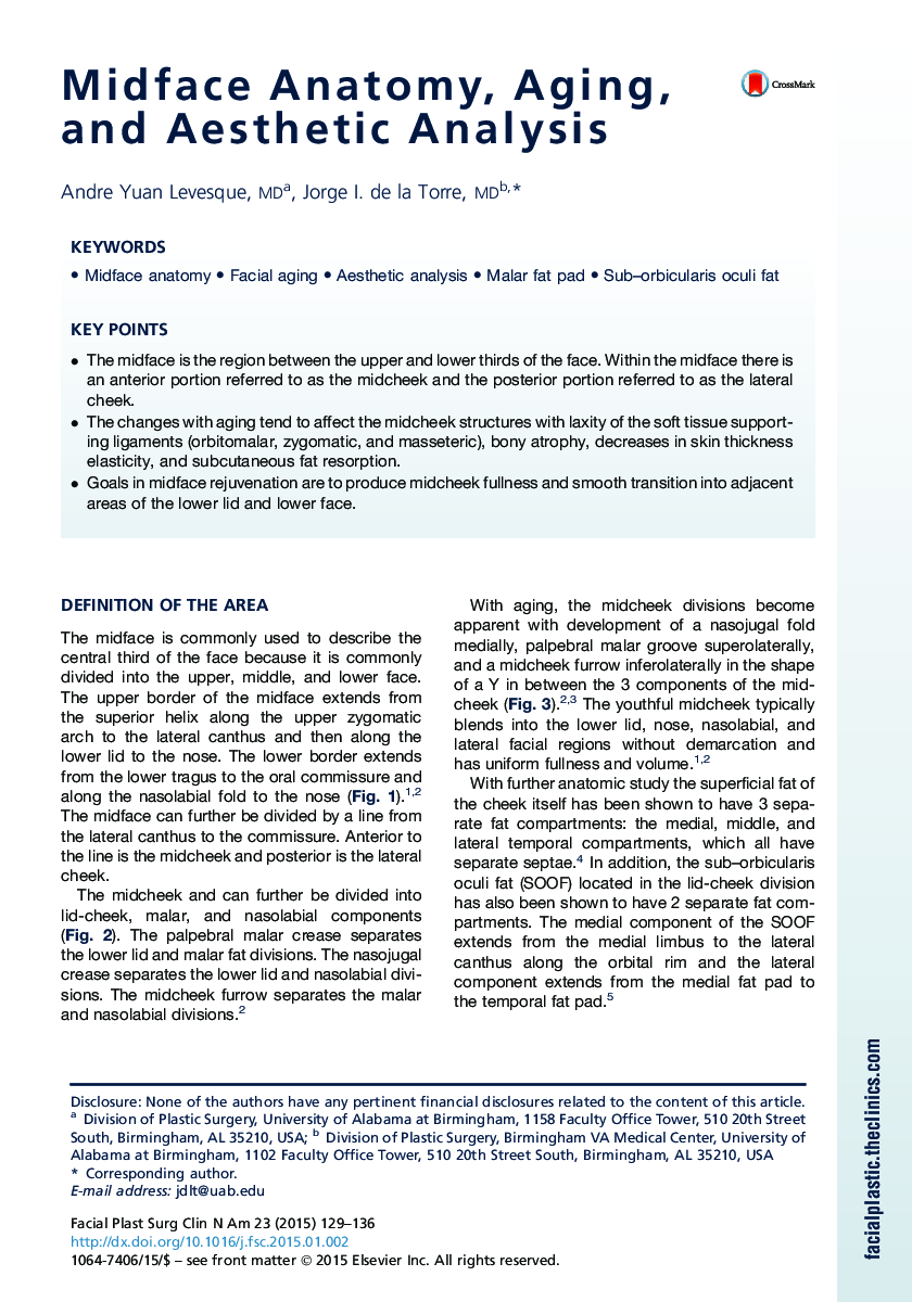 Midface Anatomy, Aging, and Aesthetic Analysis