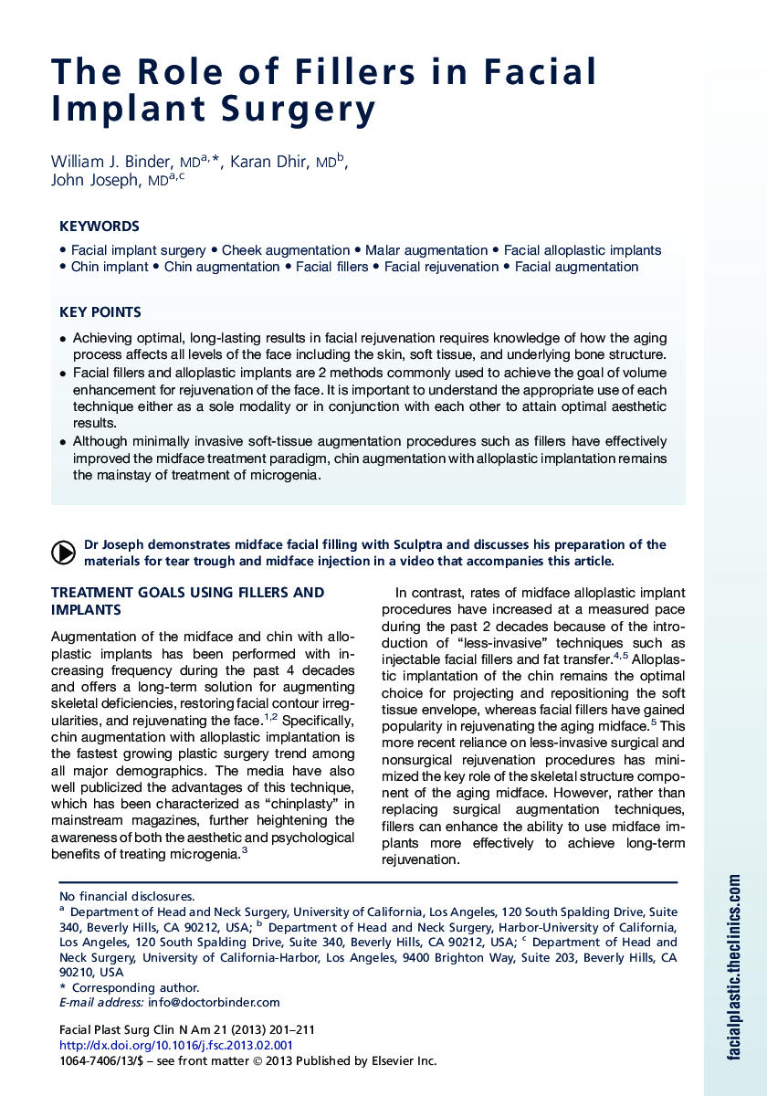 The Role of Fillers in Facial Implant Surgery