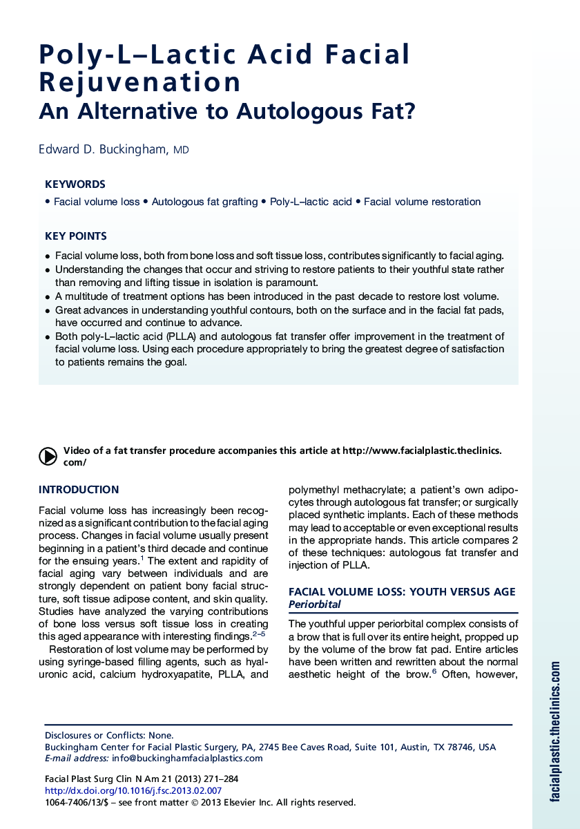 Poly-L-Lactic Acid Facial Rejuvenation