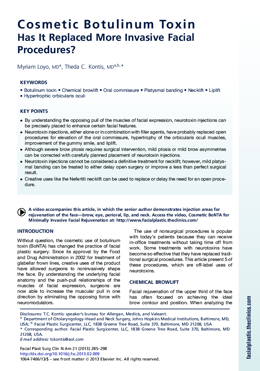 Cosmetic Botulinum Toxin