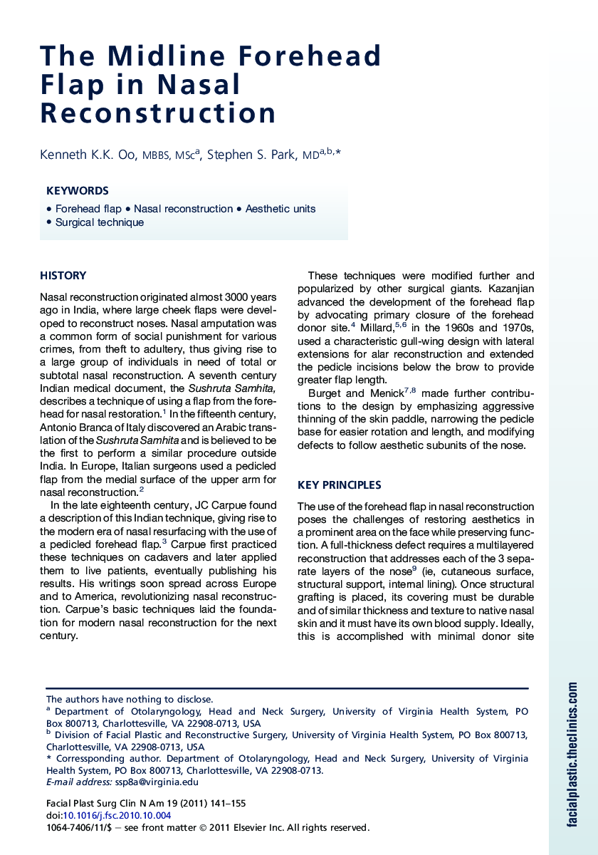 The Midline Forehead Flap in Nasal Reconstruction