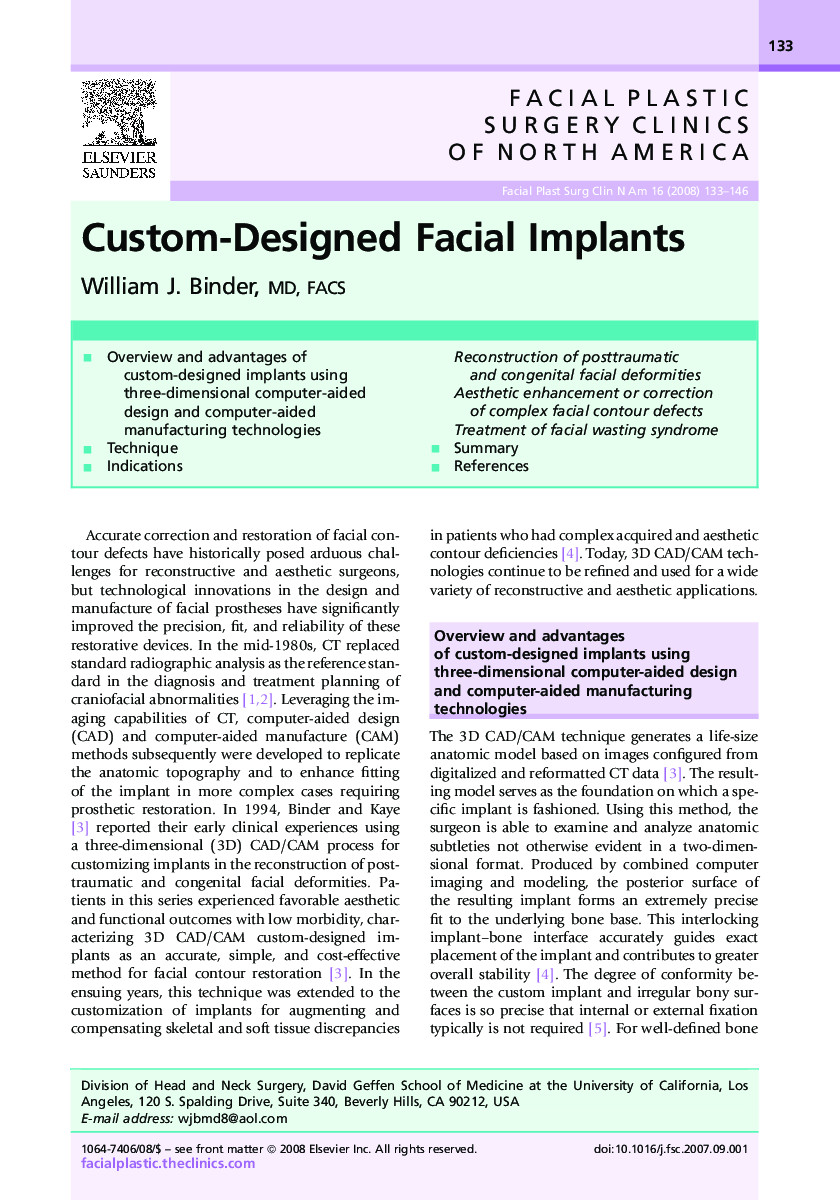 Custom-Designed Facial Implants