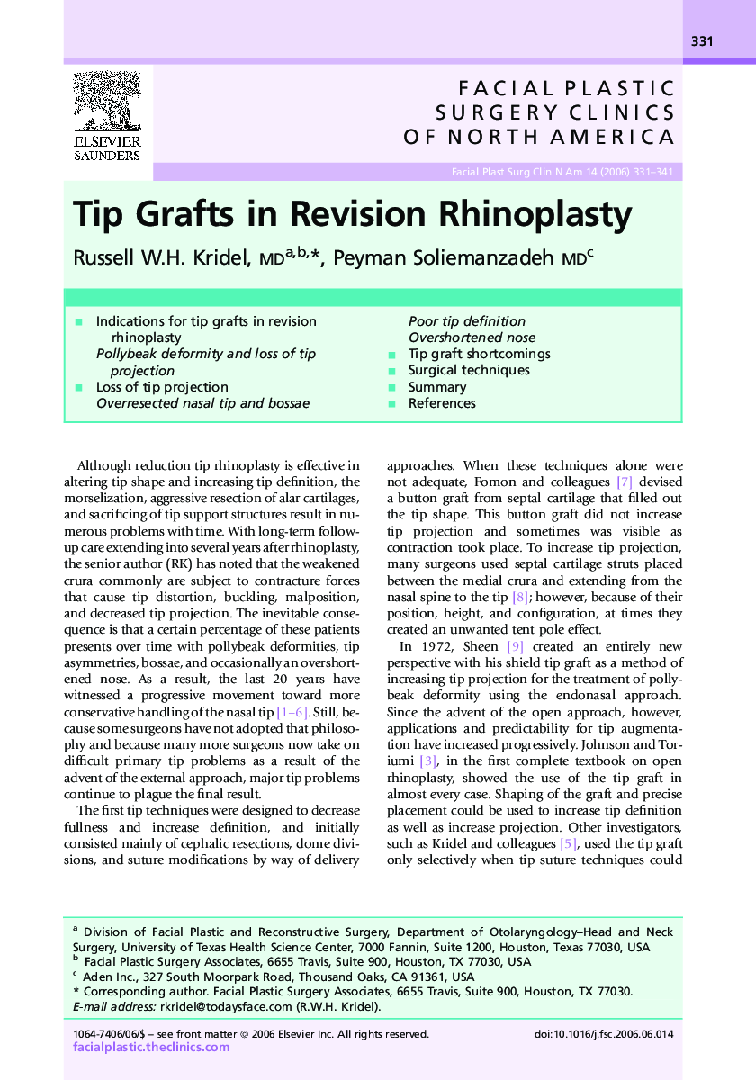 Tip Grafts in Revision Rhinoplasty