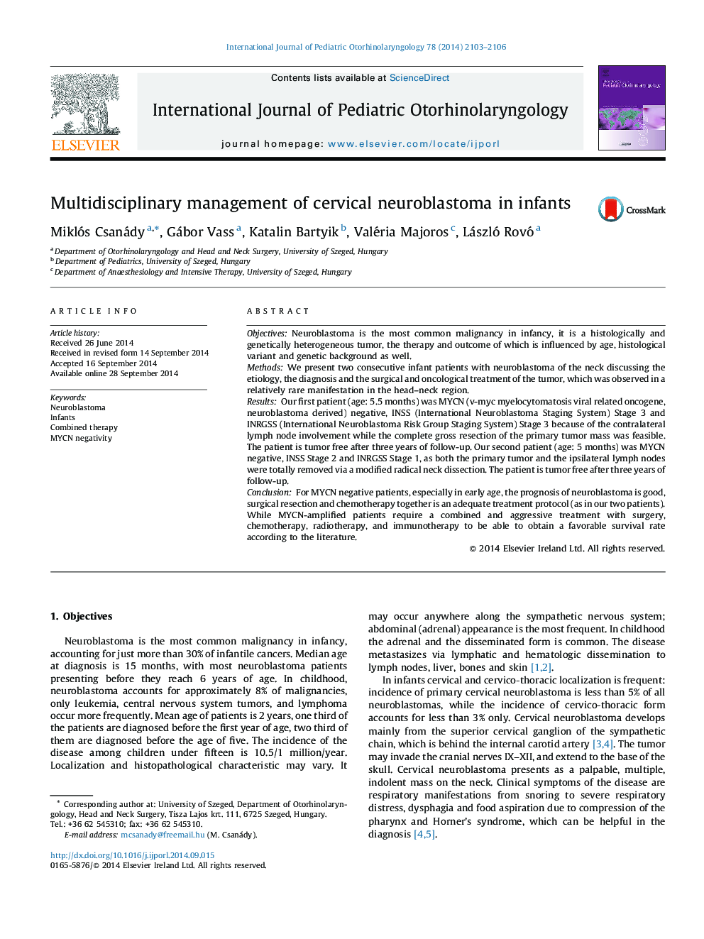 Multidisciplinary management of cervical neuroblastoma in infants