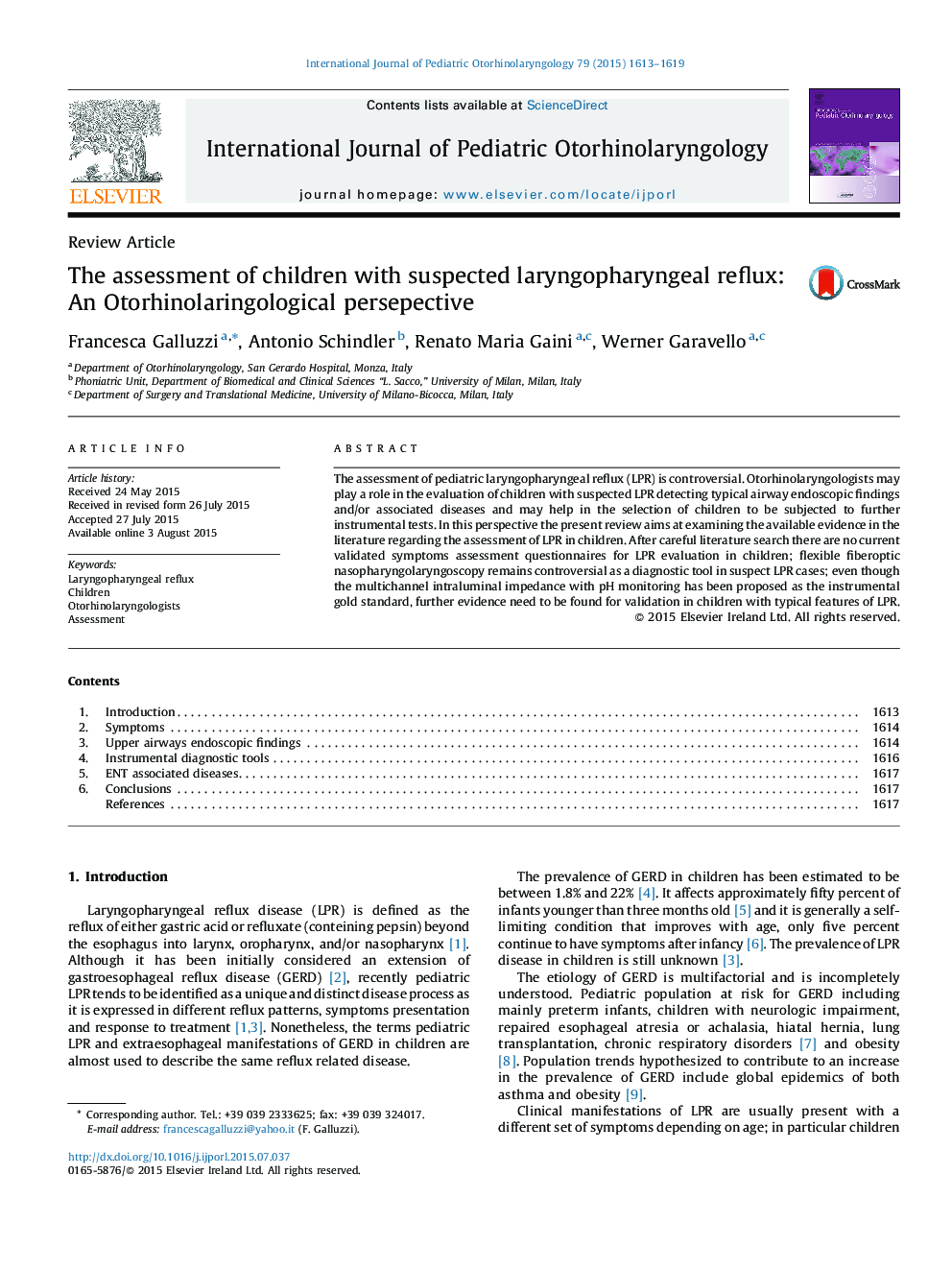 The assessment of children with suspected laryngopharyngeal reflux: An Otorhinolaringological persepective