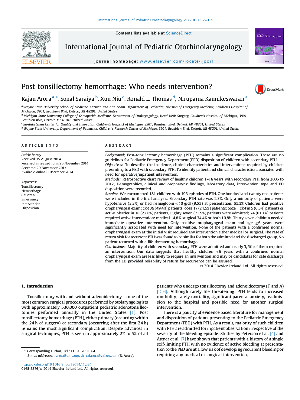 Post tonsillectomy hemorrhage: Who needs intervention?