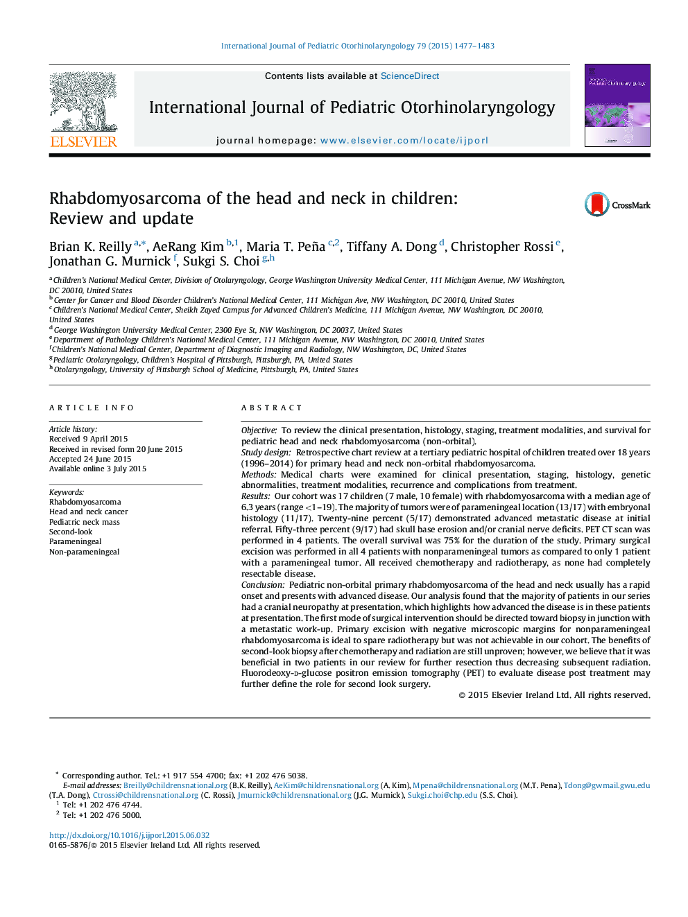 رابدومیوسارکوم سر و گردن در کودکان: مرور و به روز رسانی 