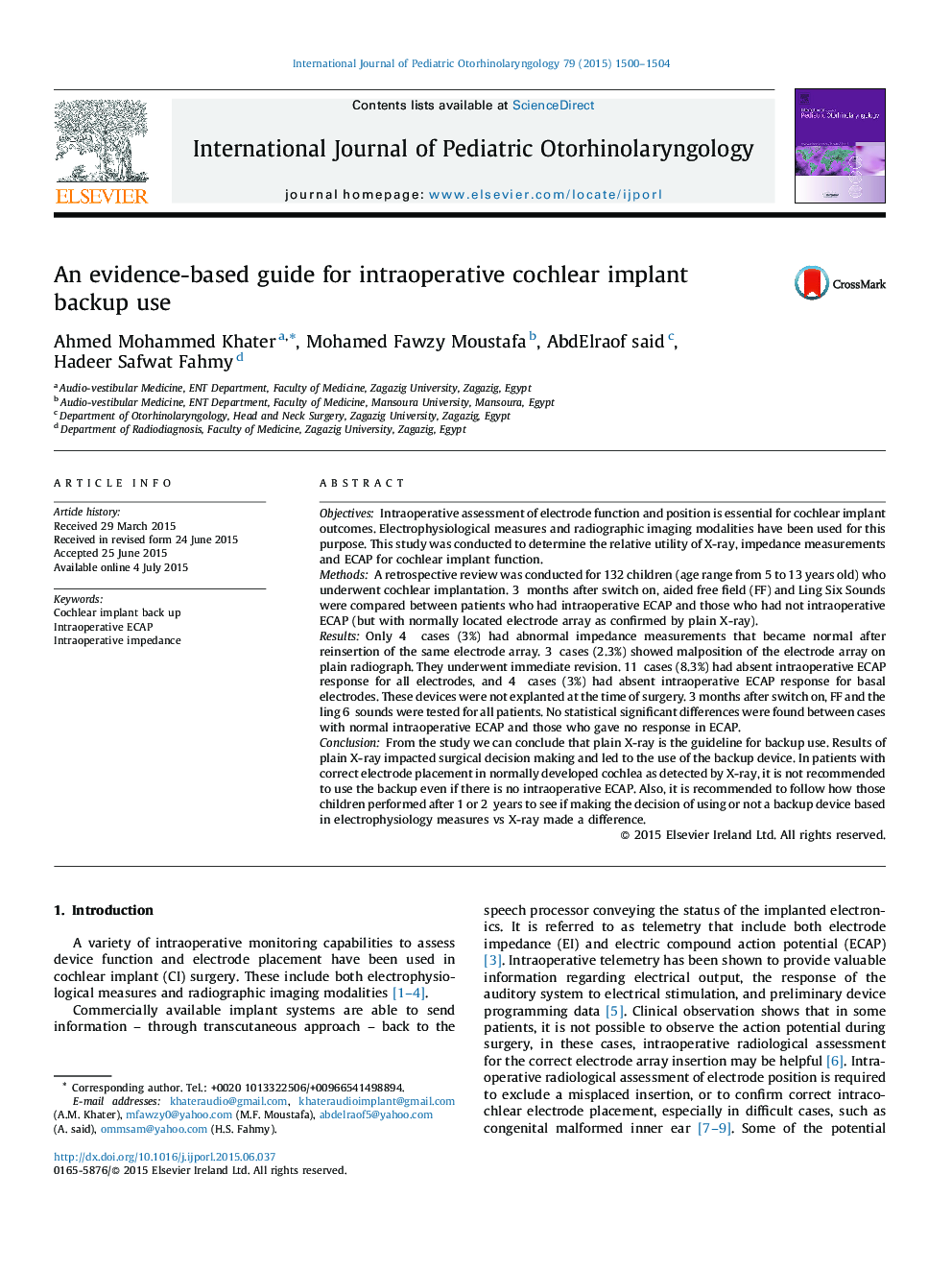 An evidence-based guide for intraoperative cochlear implant backup use