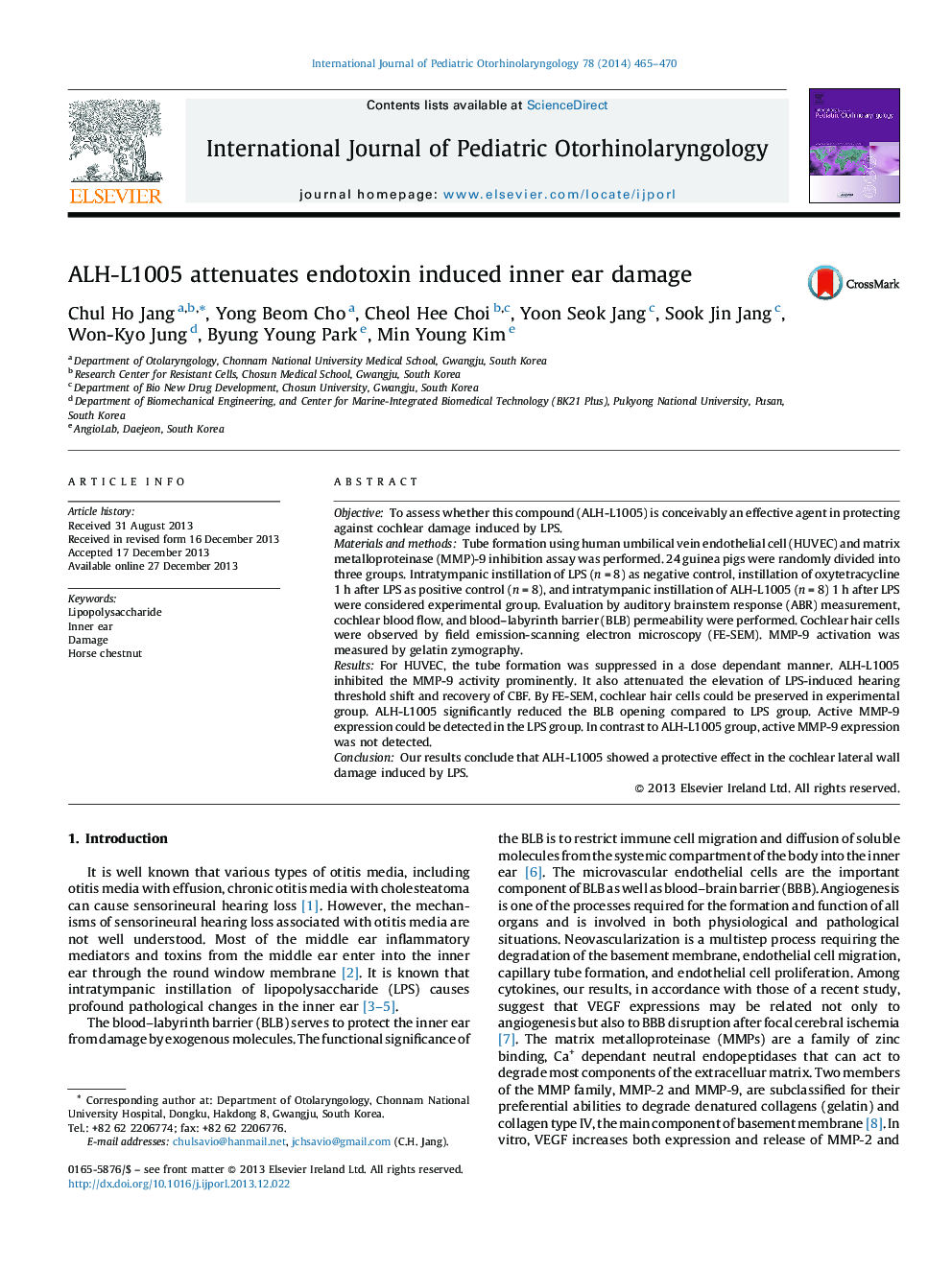 ALH-L1005 attenuates endotoxin induced inner ear damage