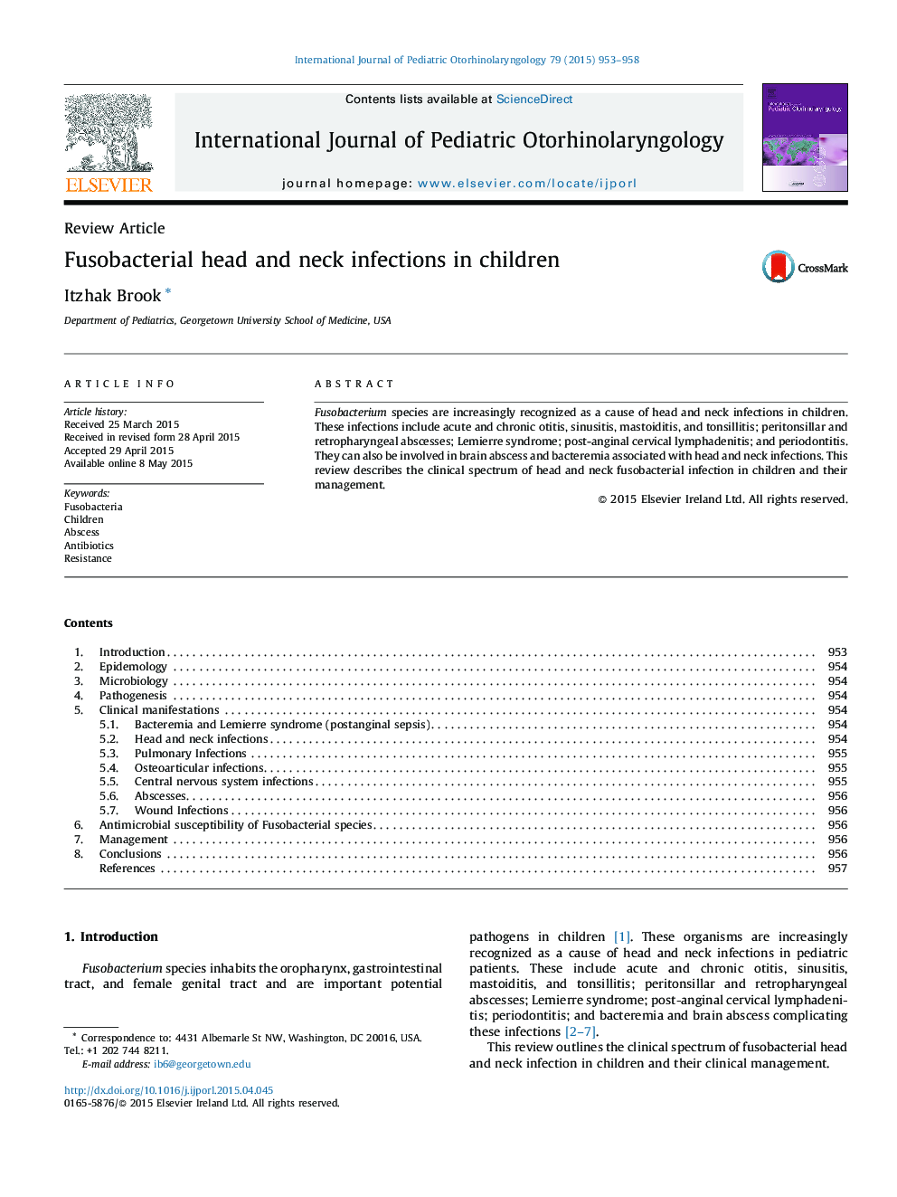 Fusobacterial head and neck infections in children