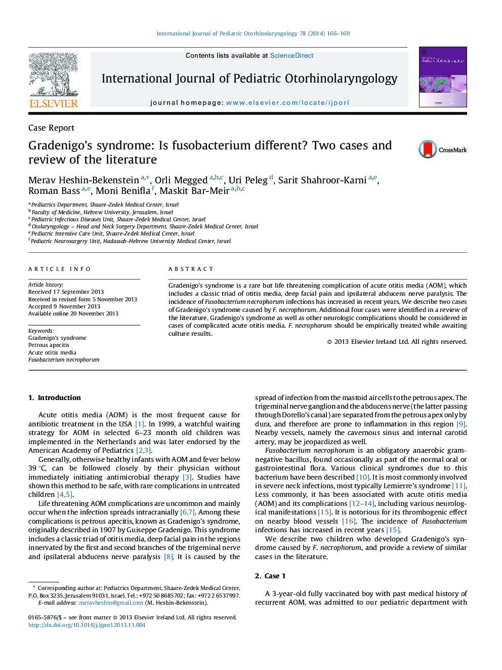 Gradenigo's syndrome: Is fusobacterium different? Two cases and review of the literature