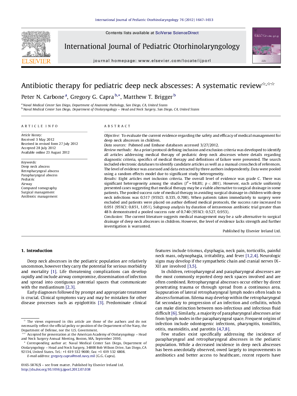 Antibiotic therapy for pediatric deep neck abscesses: A systematic review 